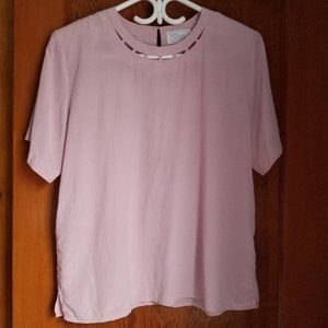 Rare, silk, vintage 90s, round neck, cut-out, dressy blouse, L, M, Zacks
